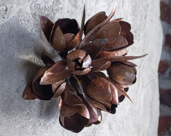 Metal Tulips Bouquet unusual metal sculpture, 11 copper metal flowers by The Steel Style Things, 7th anniversary, 11th anniversary gift