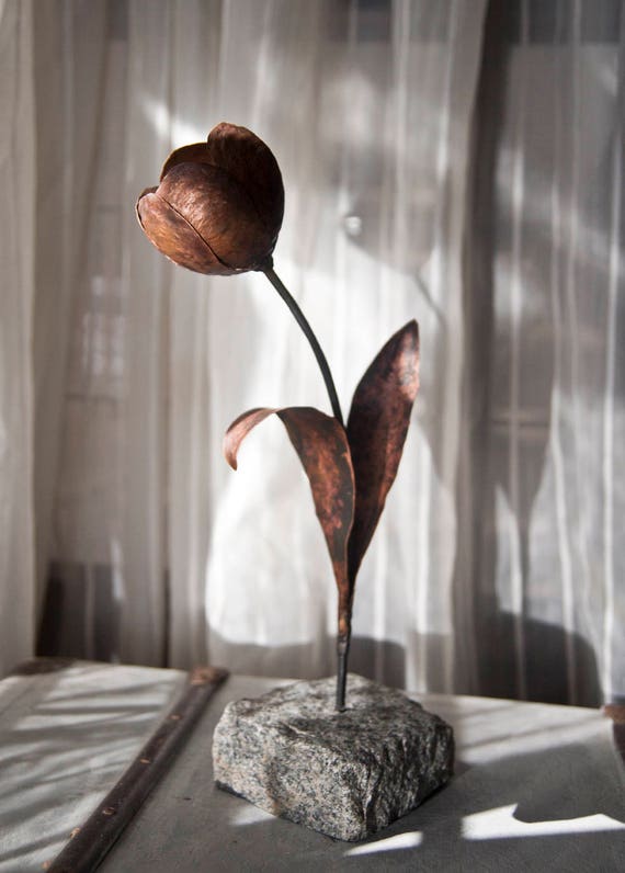 Copper Tulip metal flower welded copper tulip garden Etsy