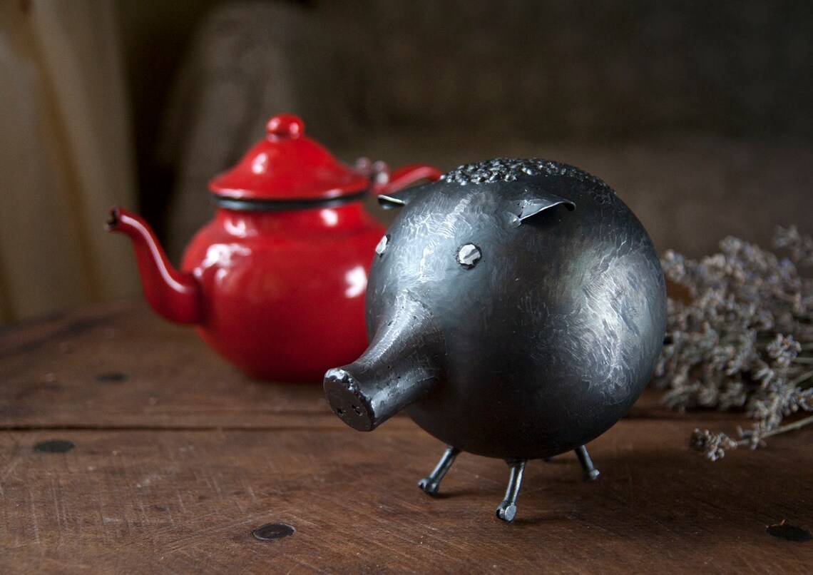 Piggy Bank Metal Sculpture Funny Pig Iron Welded 3D Etsy