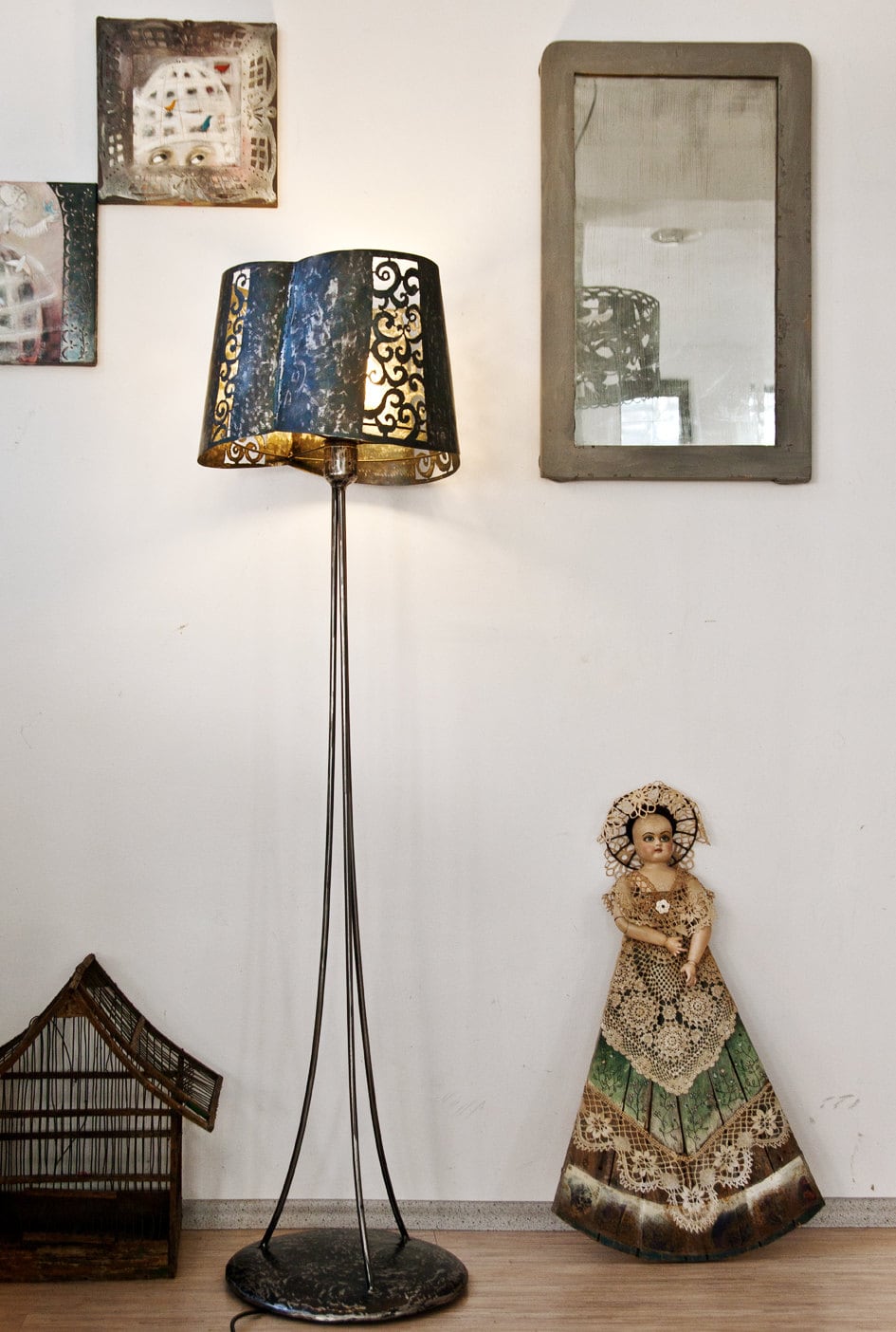 Lampadaire américain, lampadaire d'art en fer métallique avec pôle