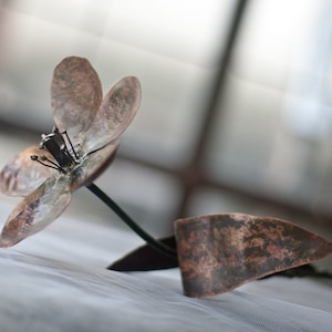Amazing Metal flower sculpture,  copper tulip blossom, unfading eternal flower made by The Steel Style Things, 7th copper anniversary