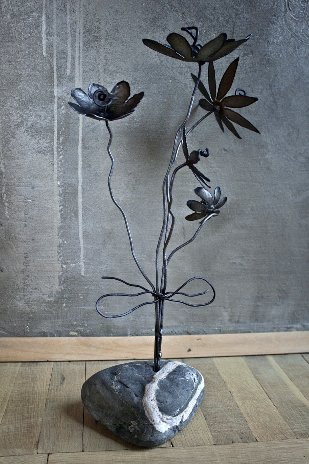 金属製の花、素朴なブーケ、錬鉄製アート、TheSteelStyleThings