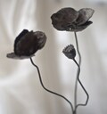 Poppy bouquet, metal flowers, iron sculpture, original art by The Steel Style Things, 6th iron anniversary product logo
