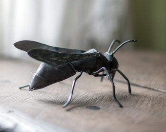 Amazing Мetal wasp or fly  sculpture, wrought iron bug figurine, one of a kind, 6th iron anniversary gift, made by The Steel Style Things