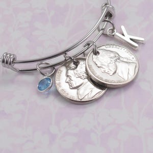 1971 Double Nickel Bracelet, Free Shipping, Milestone 55th Birthday Gift for Mom, Simple Elegant Retro 55th Anniversary Present for Grandma