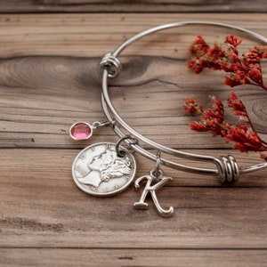 1945 Silver Dime Bracelet - 80th Birthday Gift - Thoughtful Meaningful Gift for Grandma - Custom Milestone Birthday Gift for Mom