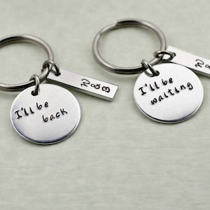 Personalized Couple&#39;s Keychains for Long Distance Relationship - Going Away Gift for Girlfriend Boyfriend - Valentine&#39;s Day Gift, Deployment