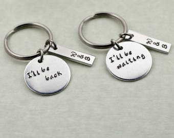 Personalized Couple's Keychains for Long Distance Relationship - Going Away Gift for Girlfriend Boyfriend - Valentine's Day Gift, Deployment