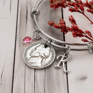 1950 Nickel Bracelet, Meaningful 75th Birthday Gift, Unique Gift for Mom, Milestone Birthday Present for Grandma, Unique 75th Anniversary