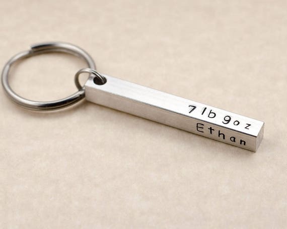 Personalized New Dad Keychain, Free Shipping, Father's Day Gift, New Mom Gift, New Baby Keyring, Name Date Time Weight New Father New Mother