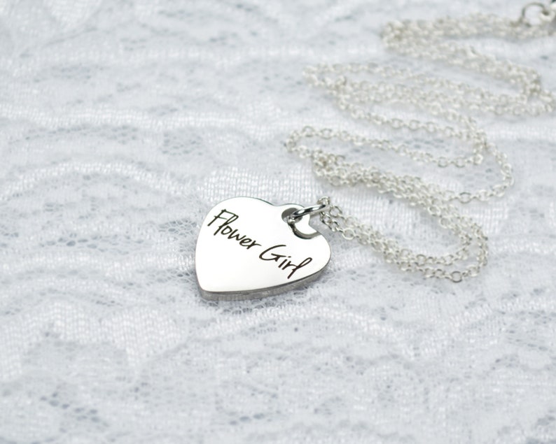 Dainty Bridal Shower Jewelry Elegant Engraved Wedding Party Jewelry Customized Gift for Flower Girl 93 Personalized Flower Girl Necklace