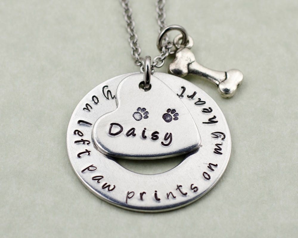 Pet Memorial Necklace Engraved Sympathy Gift Remembrance Etsy