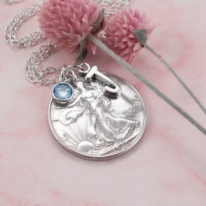 1946 Silver Half Dollar Necklace - 80th Birthday Gift for Her - Custom Gift for Grandma, Thoughtful Gift for Mom, Aunt, Sister Coin Pendant