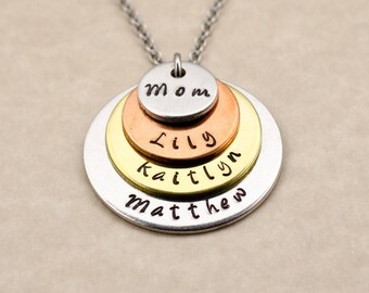 Personalized Gift for Mom - Custom Name Necklace - Birthday Gift for Mother Custom Engraved Mom Stacked Necklace Mother's Day Gift