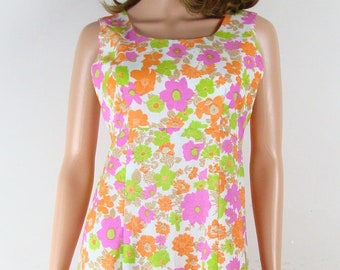 Vintage Psychedelic Floral Maxi Dress 60s Handmade