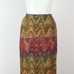 Vintage Lurex Skirt Y2K Stretch Knit Spandex Pencil Skirt Chevron Printed Skirt 2000s Slip Skirt XOXO