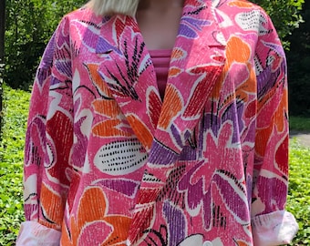 Vintage Jams Surf Line International Blazer 80s Cotton Made in USA Oversized One Size