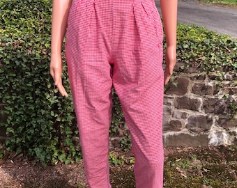 Vintage Gingham Pants 80s The Limited Cotton High Waist Tapered Leg