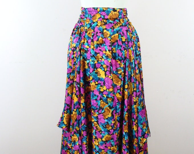 Vintage Handkerchief Skirt 90s Abstract Floral Print Bright - Etsy