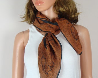 Vintage Bill Blass Scarf, 70s Paisley Striped Scarf, Printed Fashion Scarf, 1970s Designer Scarf