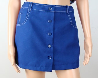 Vintage Mini Skirt with Shorts 60s Micro Mini Skort Button Front Pockets