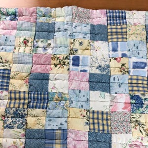 Vintage Patchwork Quilted Placemat Table Decor Handmade Mixed Print Floral Plaid Pastel Pretty Country Cottage Shabby Chic Farmhouse