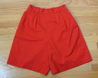 Vintage Trouser Shorts 80s High Waisted Pleated Bermuda Shorts Liz Claiborne Collection Cotton Longline Shorts Red 1980s Classic Preppy