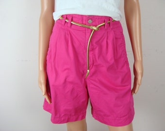 Vintage Dockers Levi's Shorts 90s Hot Pink High Waisted Shorts Pleated Long Line Cotton Bermuda Shorts Size 10