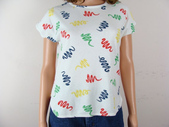 Vintage Squiggle Shirt 80s Colorful Novelty Print… - image 2
