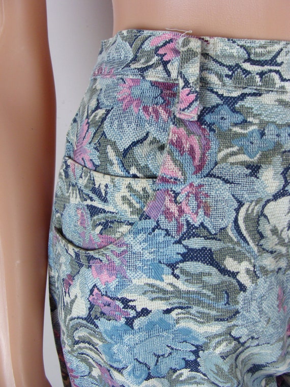 Vintage Floral Pants 90s Baroque Style Denim Flor… - image 3