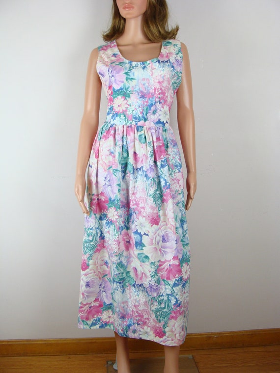 Vintage Floral Dress 80s does 50s Handmade Fit an… - image 10