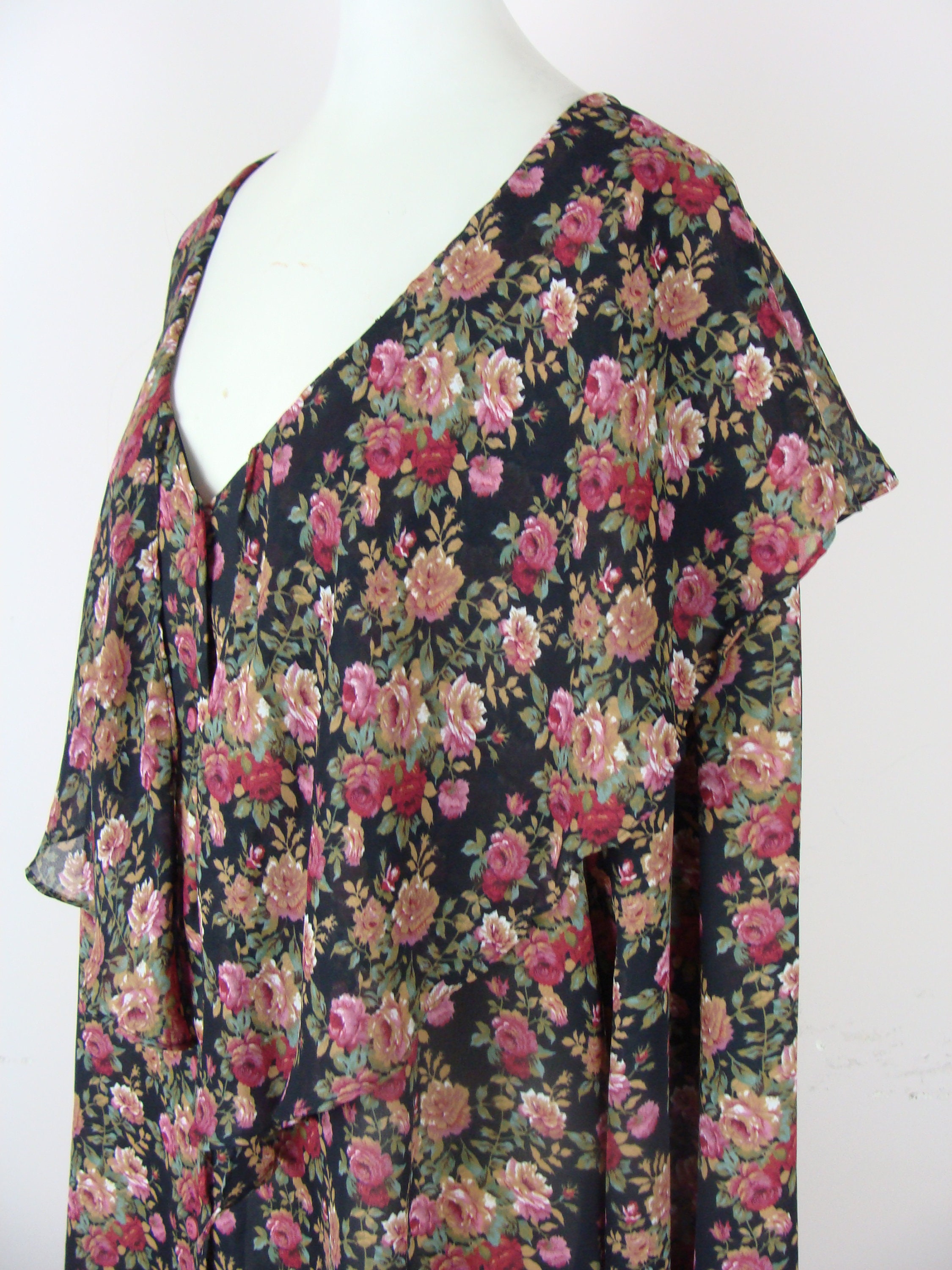 Vintage Sheer Poet Blouse 90s Ruffle Collar Floral Print 1990s | Etsy
