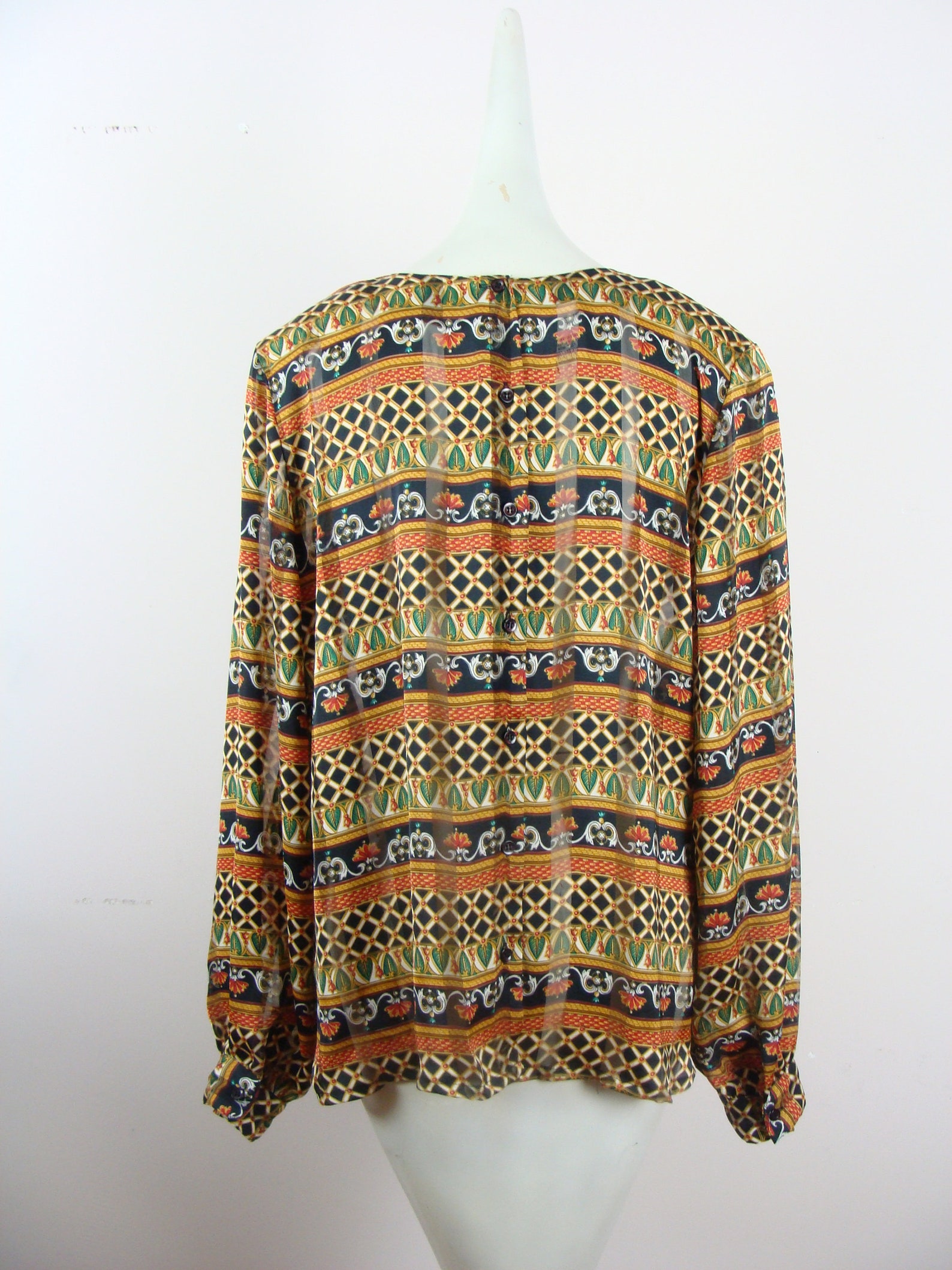 Vintage Printed Blouse 80s Shoulder Pads Baroque 1980s Power - Etsy