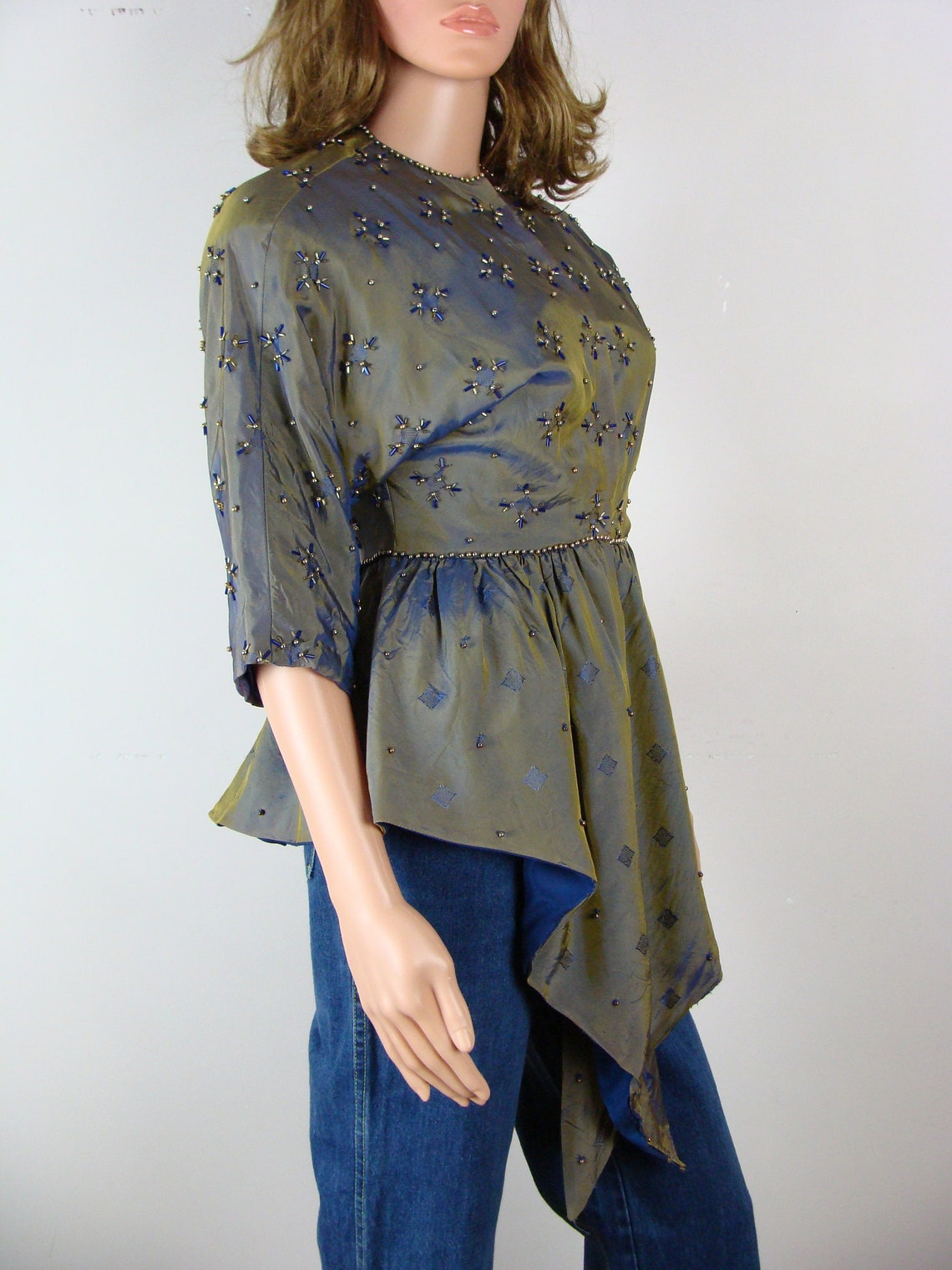 Blue Dreamwave Beaded Peplum Jacket Set main image 1