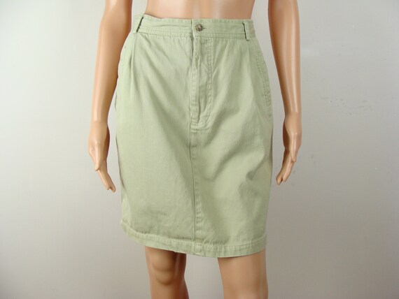 Vintage Gap Khaki Skirt 90s Classic Cotton Chino … - image 3