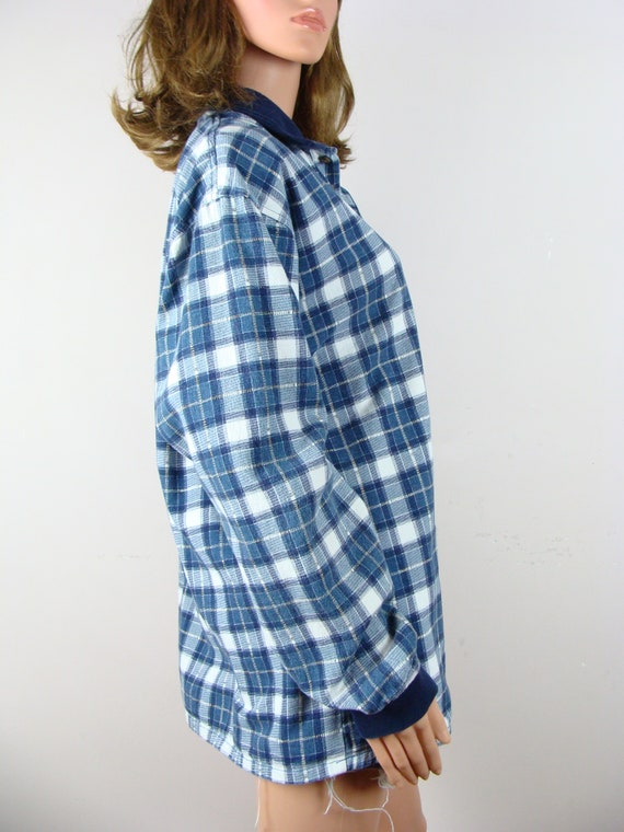 Vintage Plaid Shirt 90s Long Sleeve Collared Pull… - image 5