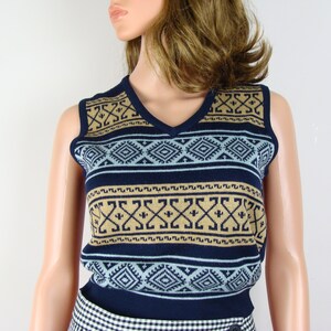 KETCH Diamond Pattern Colored Nep V-Neck Acrylic Knit Vest, Men's Size L acrylic gray type Vintage Second Hand