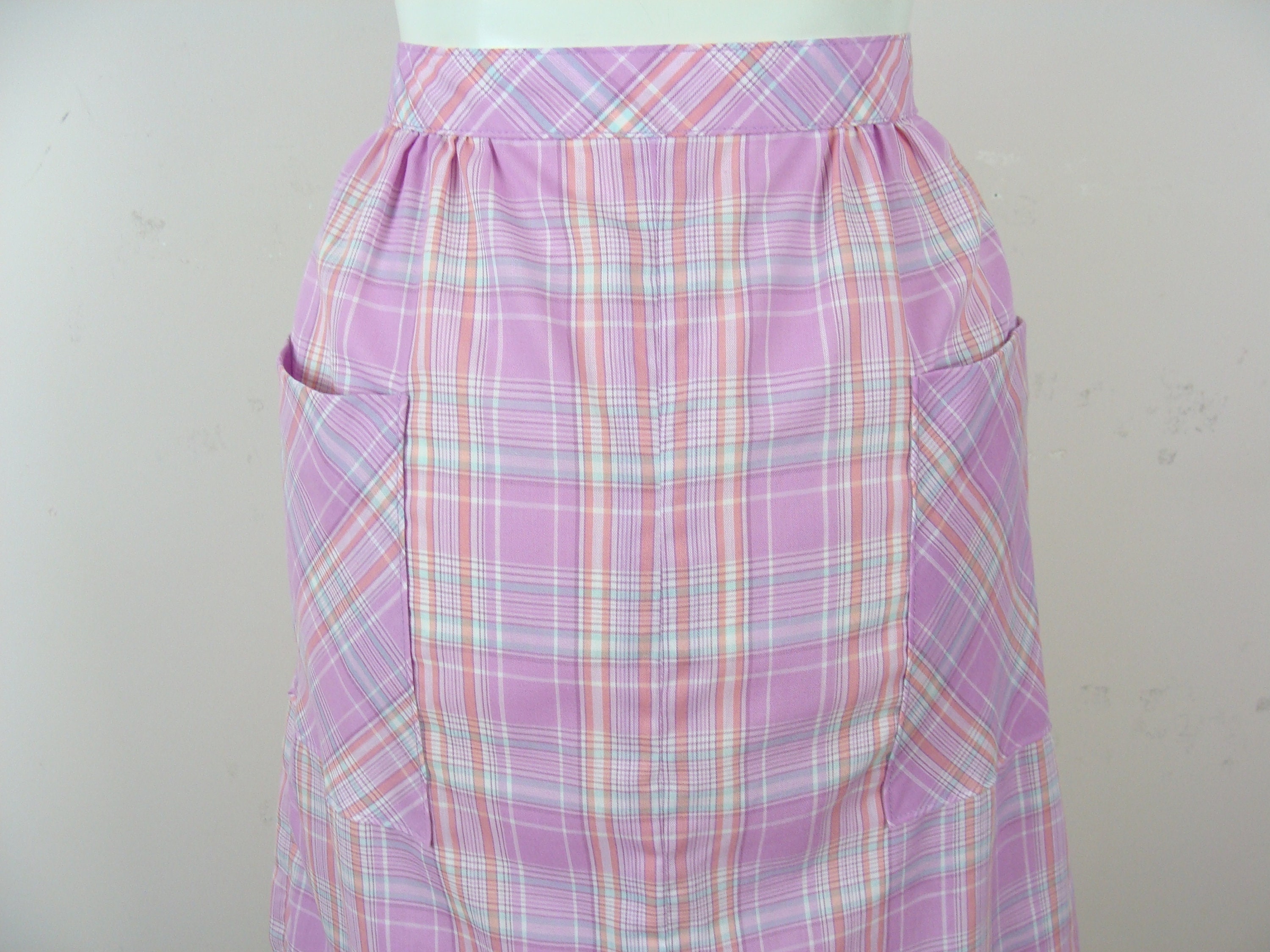 Vintage Plaid Skirt 70s Pastel Pockets Bobbie Brooks High | Etsy