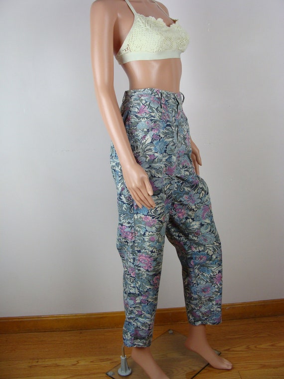 Vintage Floral Pants 90s Baroque Style Denim Flor… - image 4