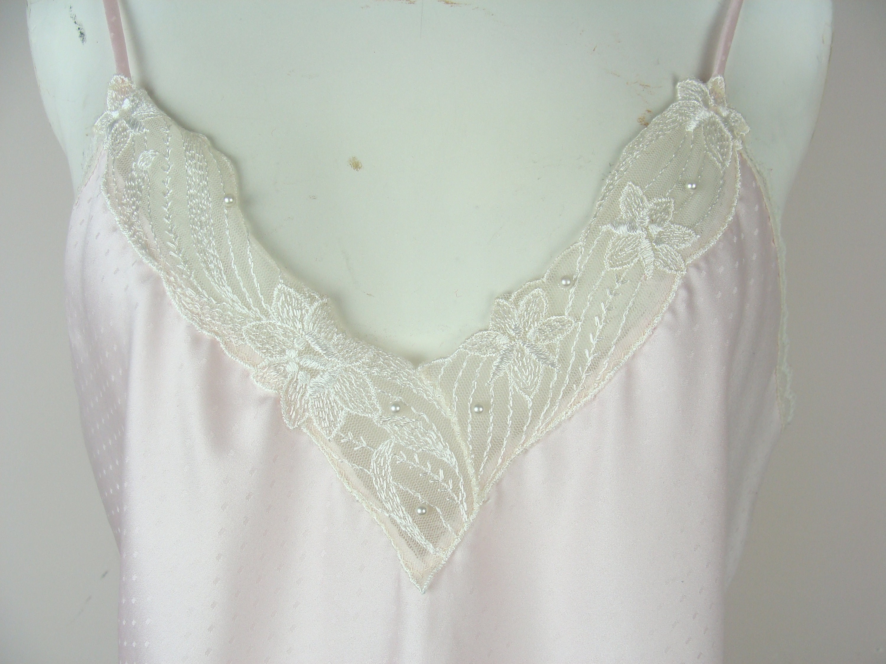 Vintage Camisole Pink Lace Trim Faux Pearls Indulgence Size 34 | Etsy