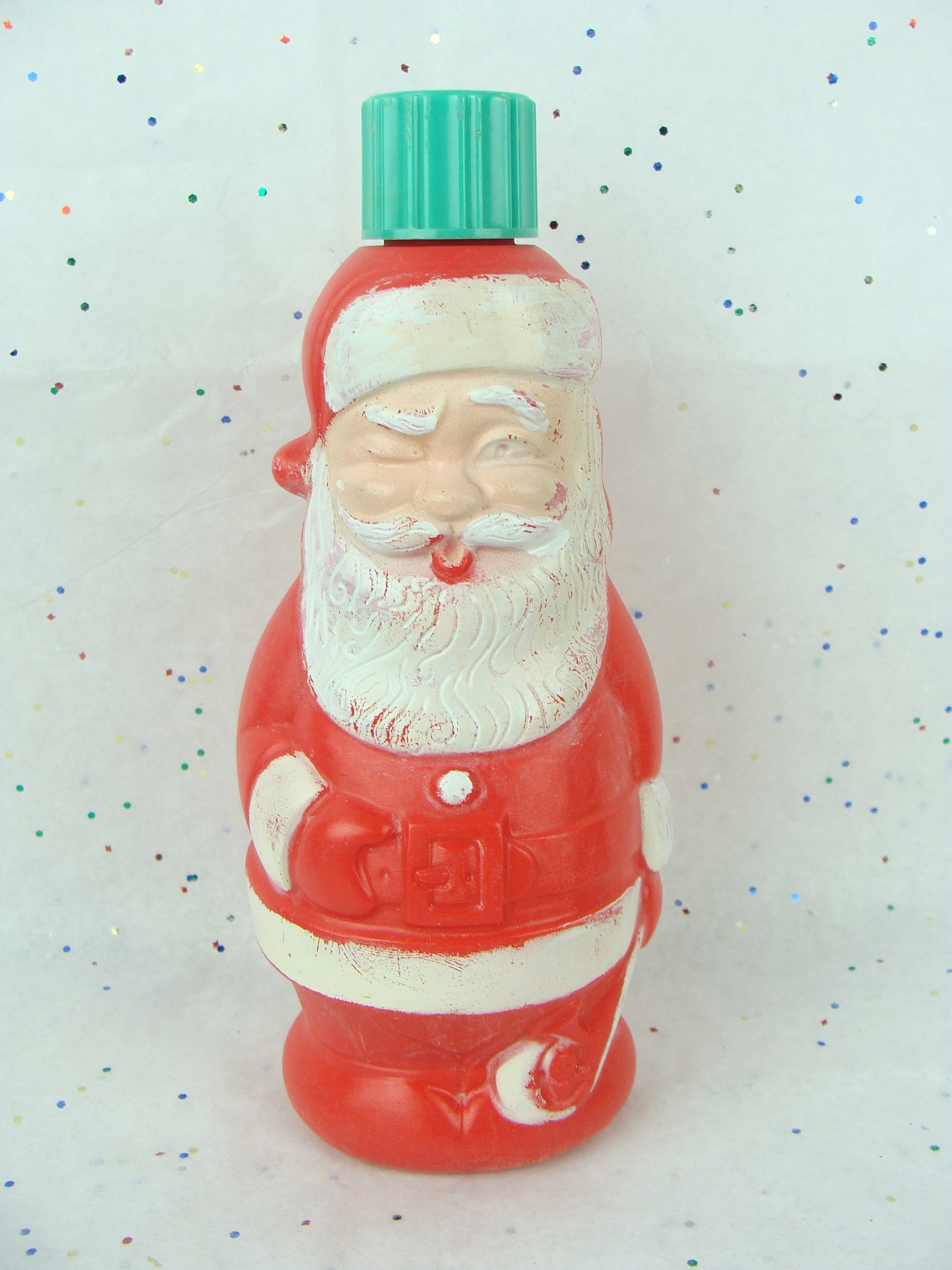 Vintage Christmas Santa Claus Soaky Plastic Bottle Colgate Palmolive Co. 60S Winking