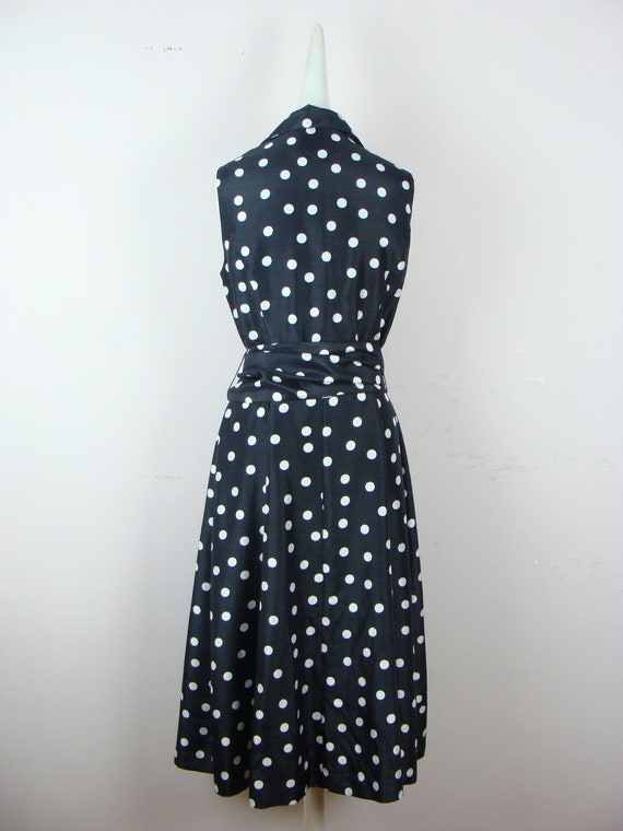 Vintage Polka Dot Dress 90s Does 50s Fit and Flare Belted Midi Black White  - Etsy