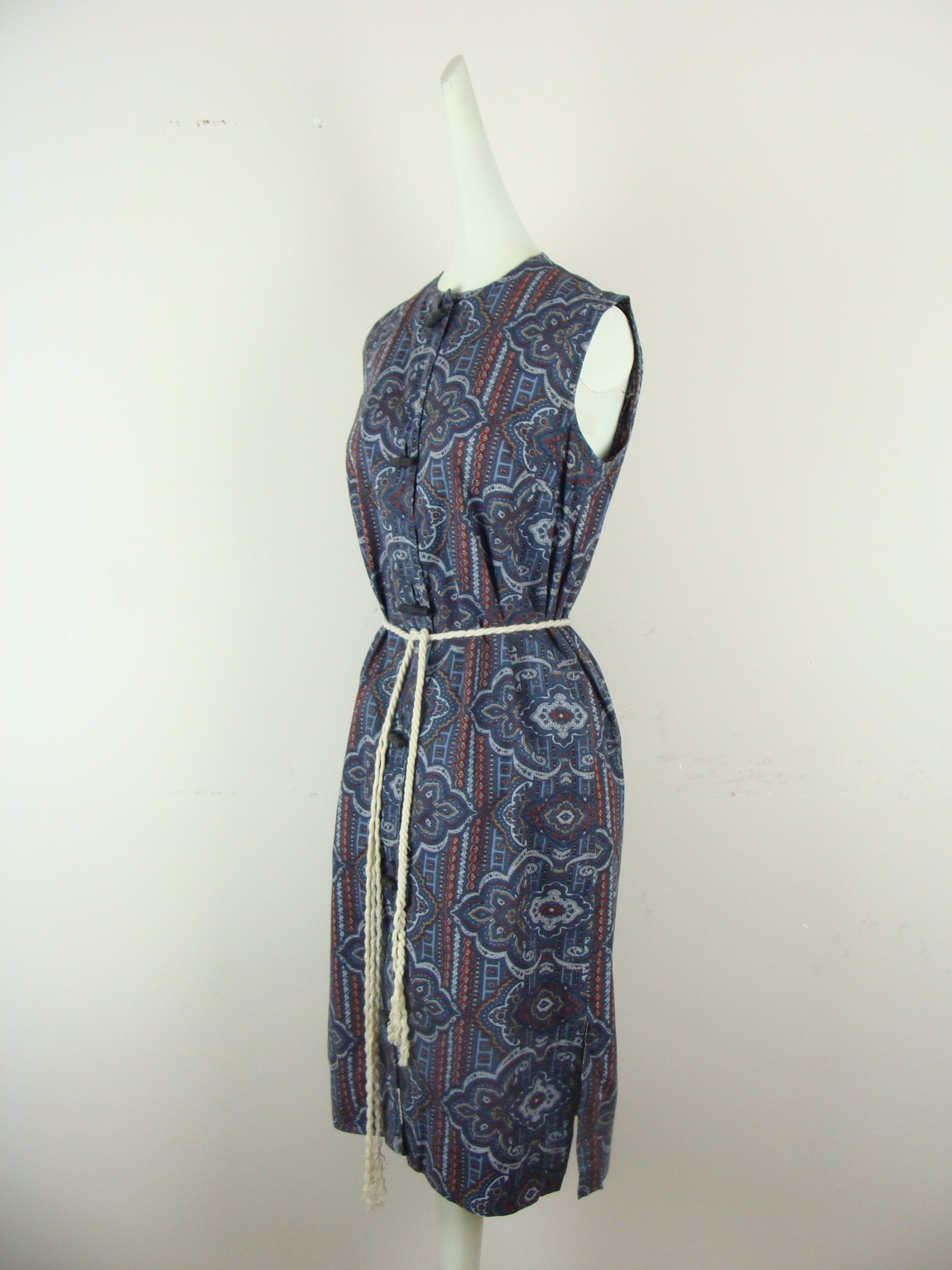 Vintage Printed Dress 70s Bandana Print Sheath Shift Dress | Etsy