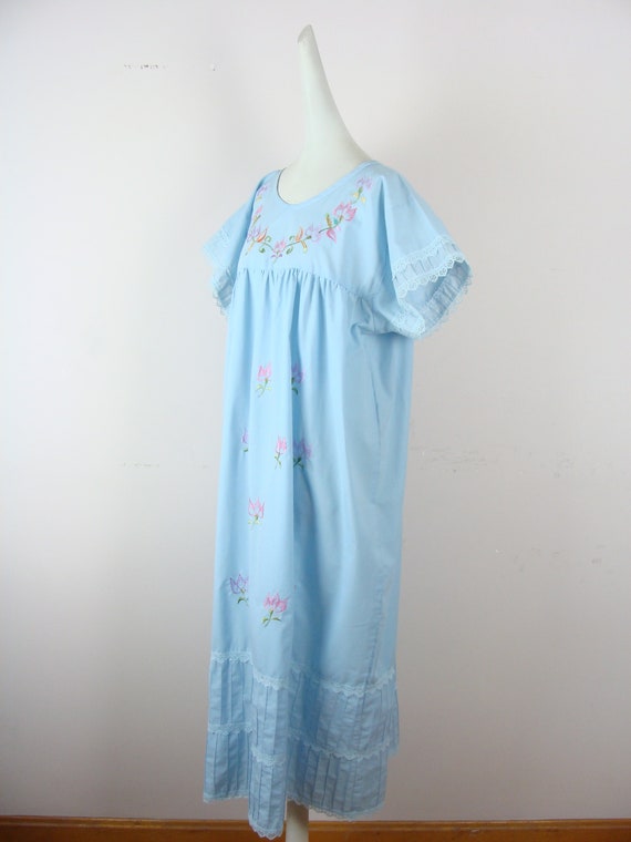 Vintage Embroidered Dress 70s Kaftan Dress Nightg… - image 4