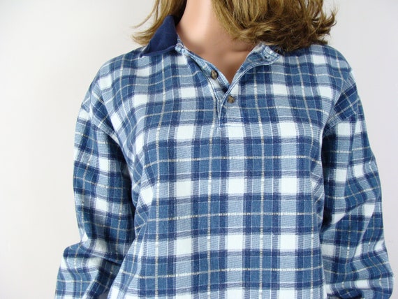 Vintage Plaid Shirt 90s Long Sleeve Collared Pull… - image 2
