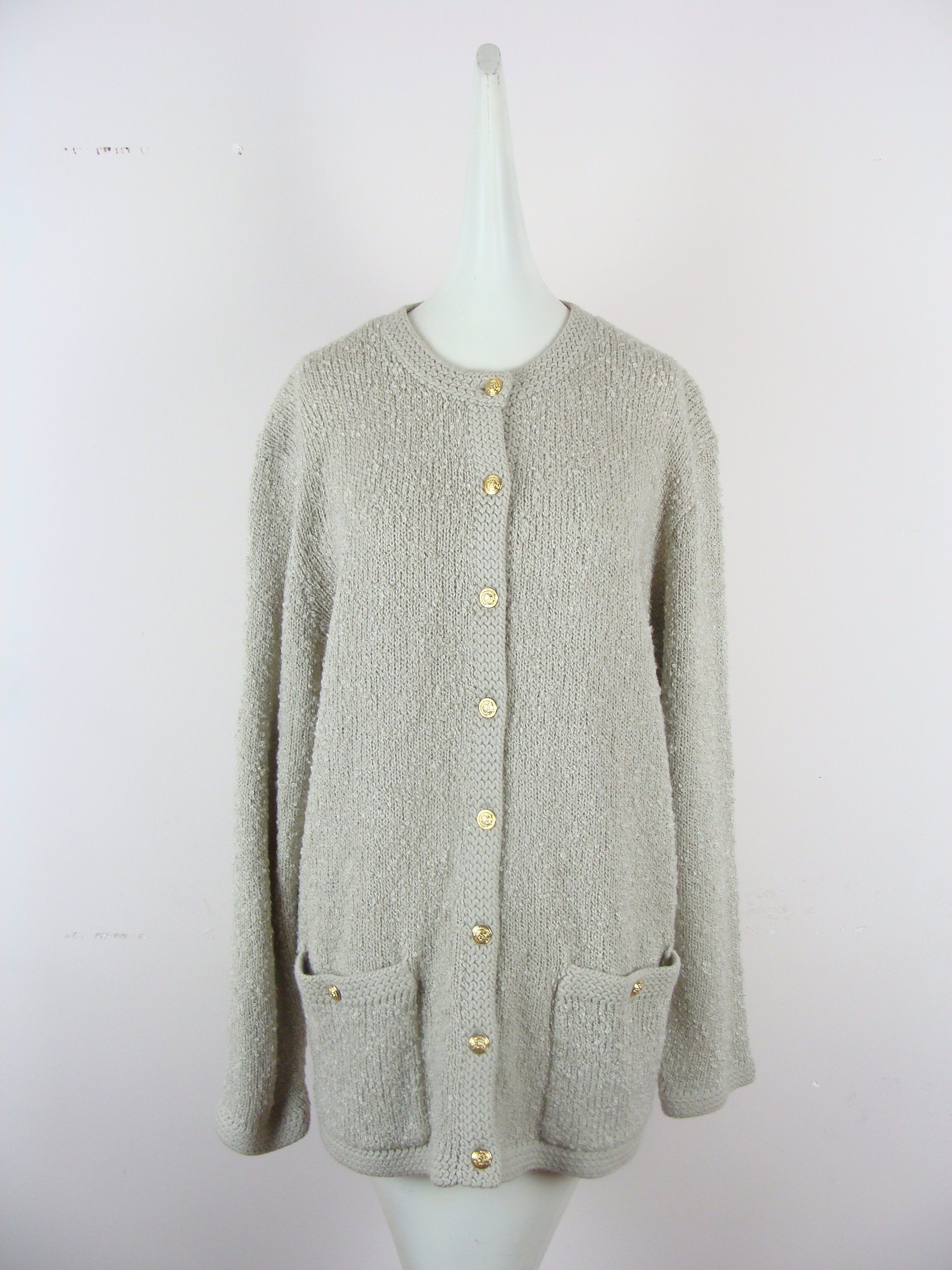 Vintage Boucle Sweater 80s Oversized Cardigan Cozy Warm | Etsy