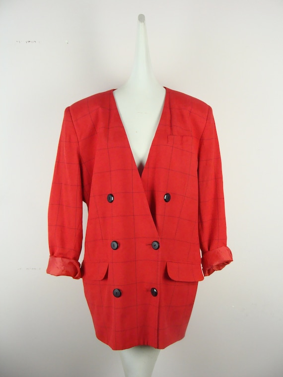 Vintage Power Blazer 90s Shoulder Pads Double Bre… - image 1