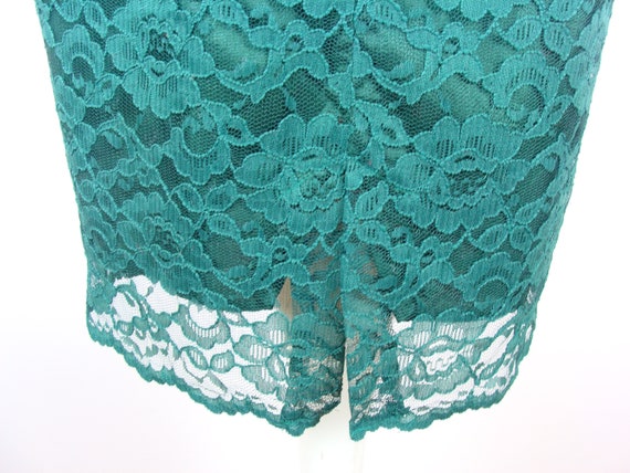 Vintage Lace Dress 90s Green Sheath Knee Length S… - image 10