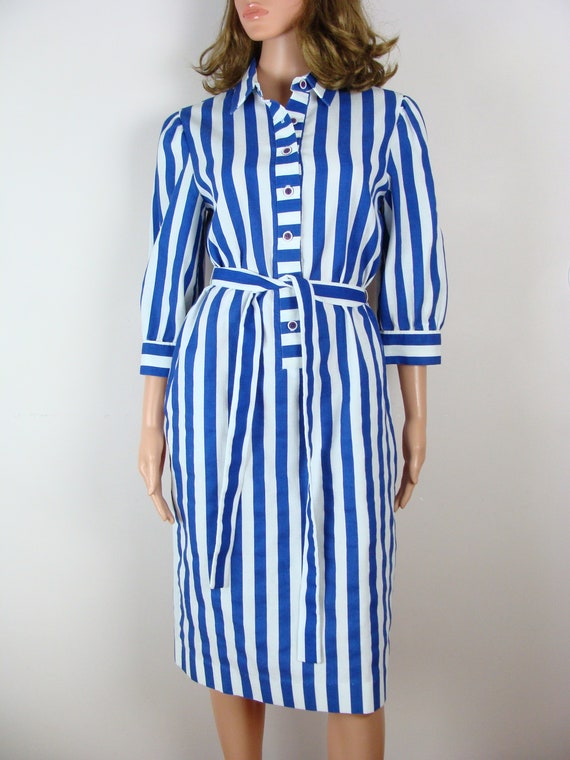 Vintage Striped Shirt Dress 70s Don Elliot Sport Dres… Gem