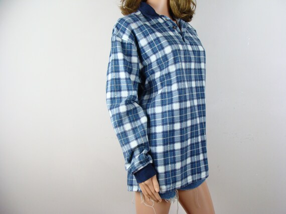 Vintage Plaid Shirt 90s Long Sleeve Collared Pull… - image 4